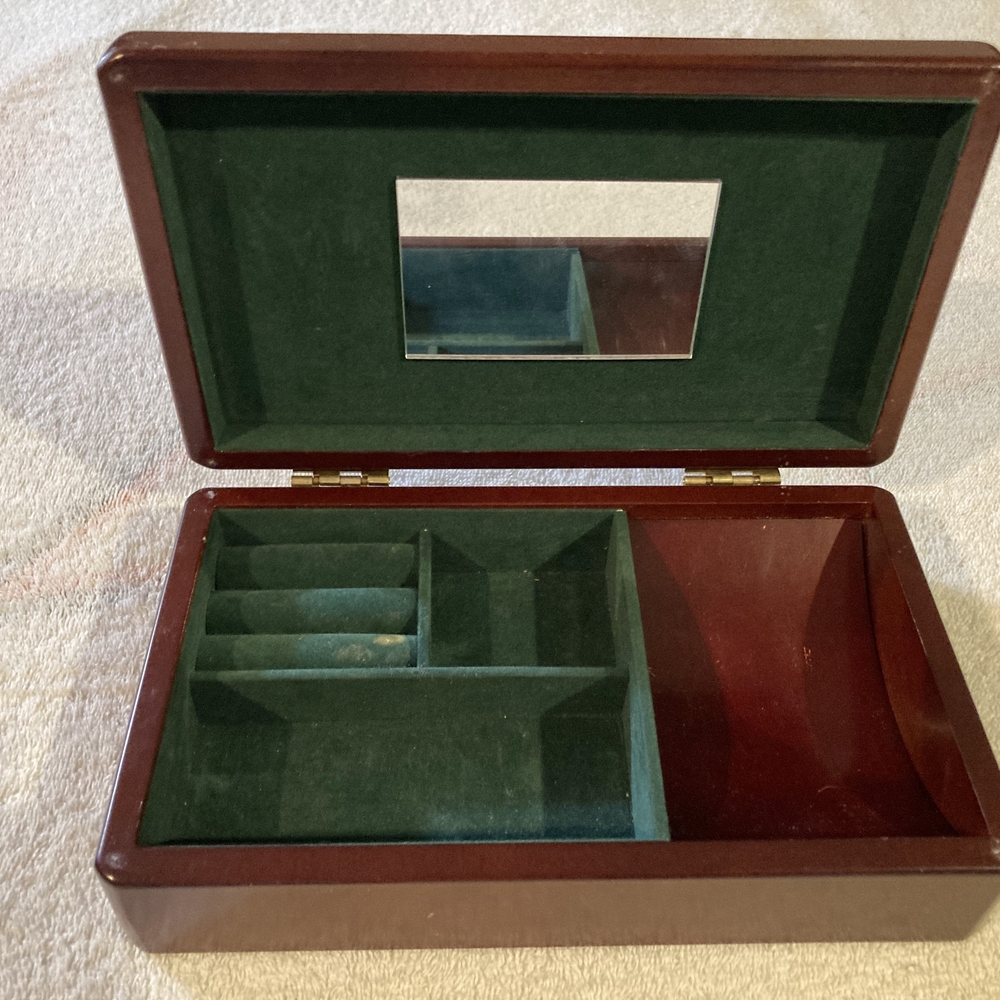 Jewelry Box Brown Wood with Mirror